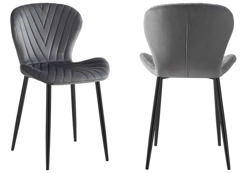 Chaise velours anthracite pieds noirs - Syra x4