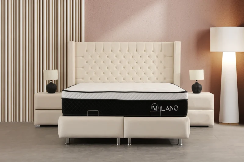 Lit Coffre Bianca BLANC CASSÉ - Velours