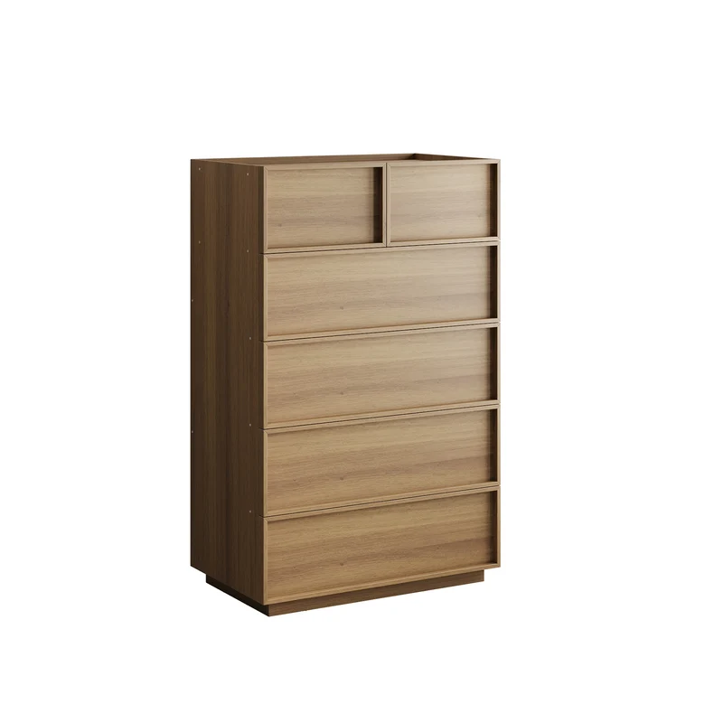 Commode effet chêne 6 tiroirs 80x48x127cm MODERNSCREEN