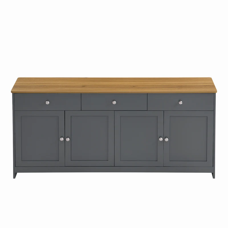 Buffet effet bois et gris 4 portes 3 tiroirs style campagne chic PLANTCOLLECTION