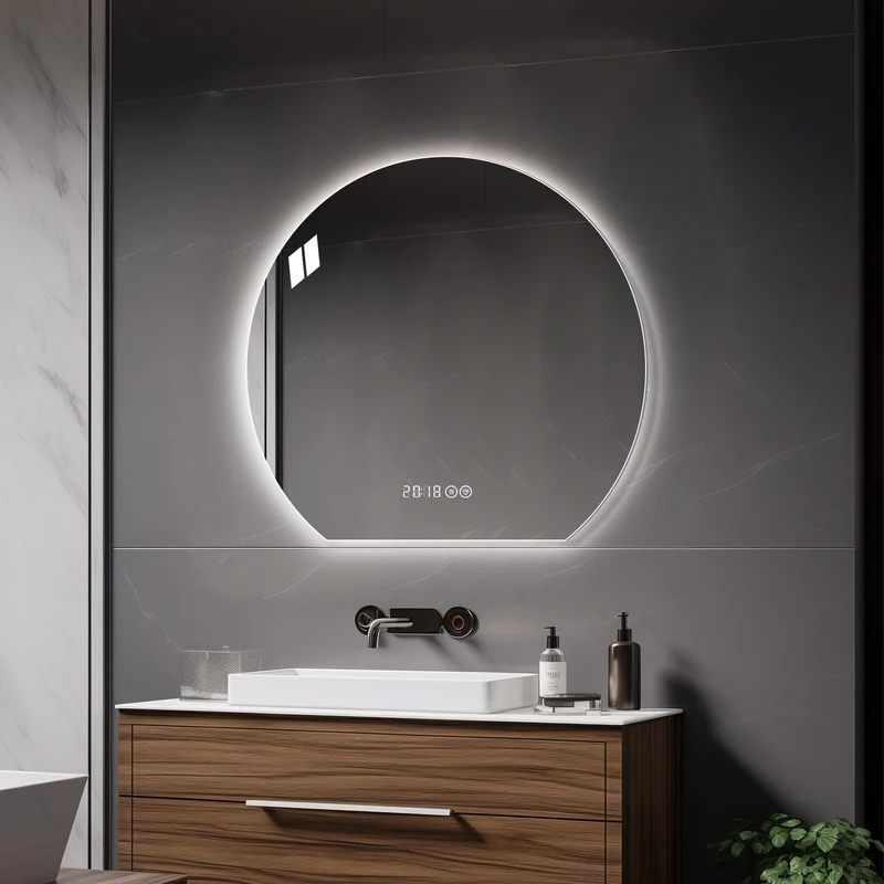 Steptoe Miroir Rond LED 80cm avec Lumière, Anti-Buée, Dimmable, 3 Couleurs – Miroir de Salle de Bain Moderne