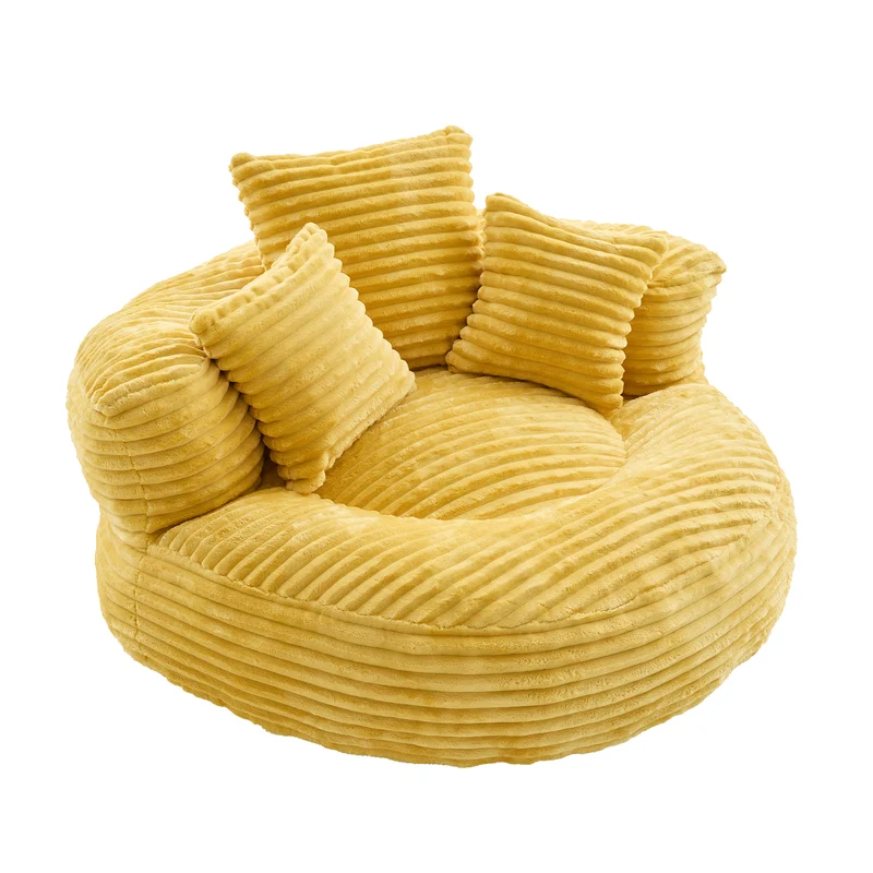 Canapé chauffeuse fauteuil rond en velours côtelé chenille jaune fauteuil lounge LARVALCASE