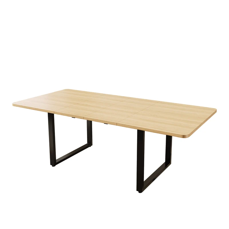 Table de salle à manger effet chêne extensible 6-10 personnes 140/180/220x80cm QUANTAIS