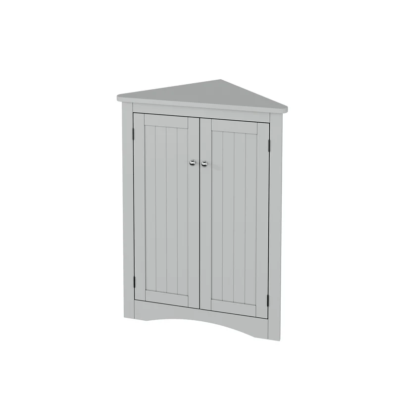 Meuble d’angle gris laqué 2 portes 3 niveaux 61,5x90cm LUNAUS