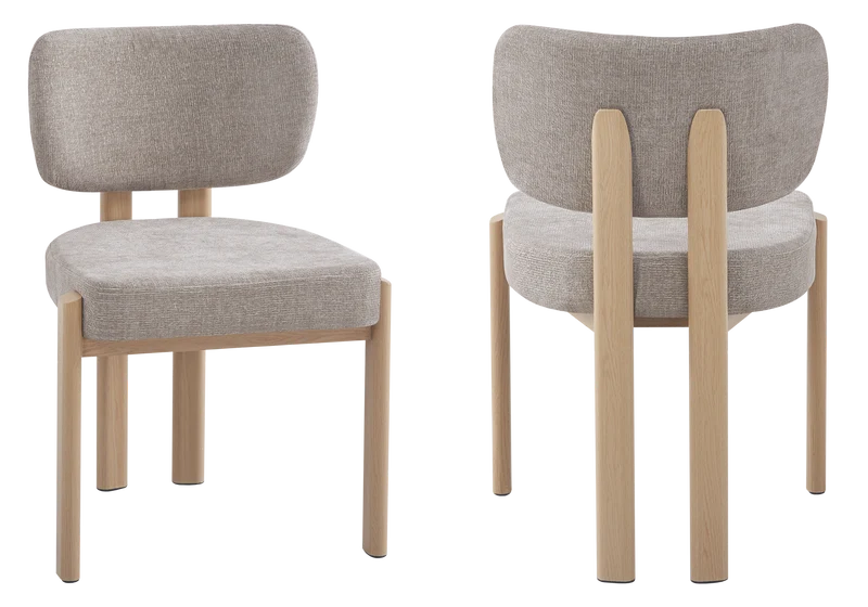 Chaise salle à manger velours taupe bois - Inaya x4