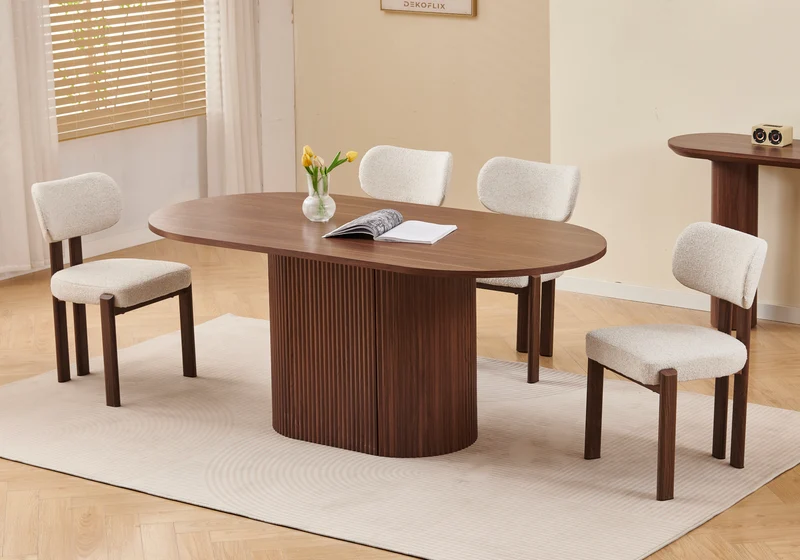Ensemble table noyer et 4 chaises Japandi - Akira