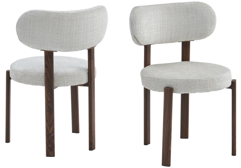 Chaise de table beige bois noyer Japandi - Kuro x4