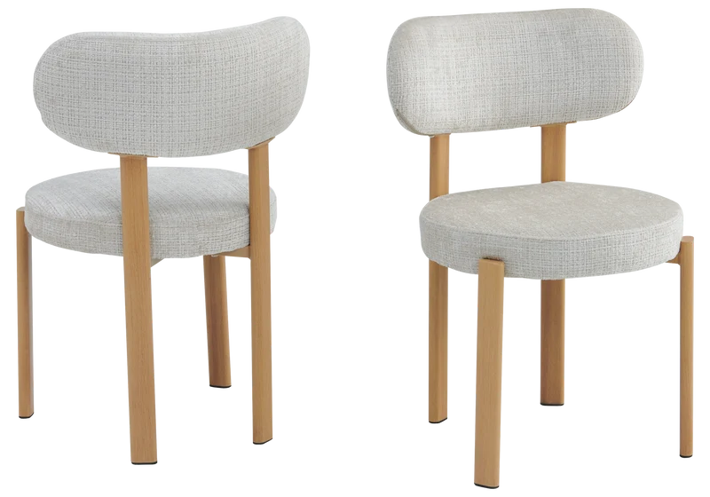 Chaise de table beige bois clair Japandi - Kuro x4