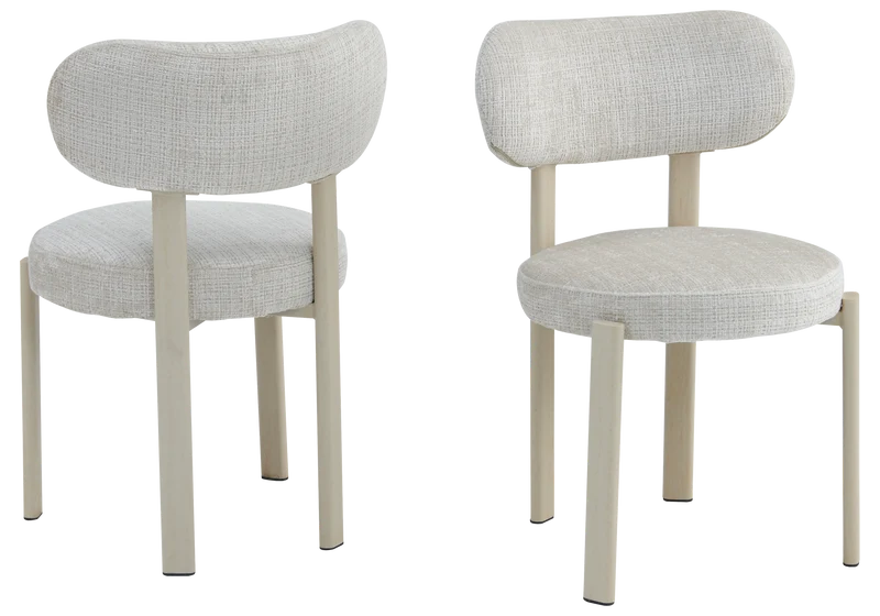 Chaise de table beige travertin Japandi - Kuro x4