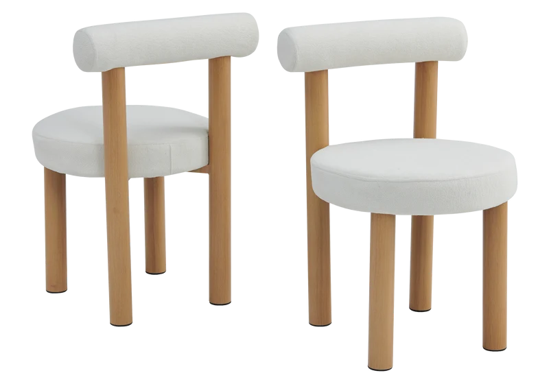 Chaise salle à manger bois et velours beige - Sola x4