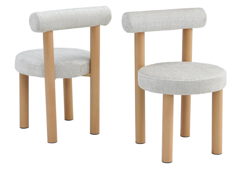 Chaise salle à manger bois et beige chiné - Sola x4