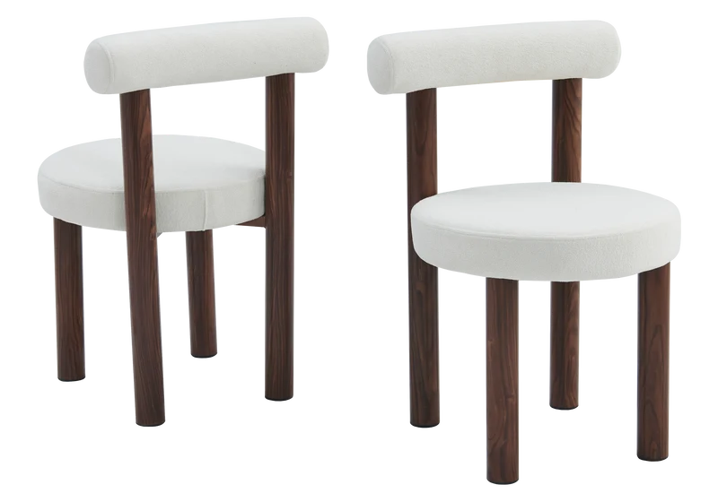 Chaise salle à manger noyer et velours beige - Sola x4