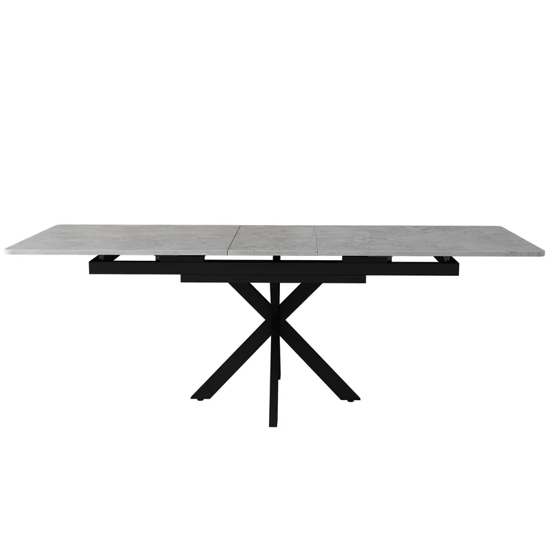 Table à manger extensible effet béton gris pieds noir en V 150/180cm LODESTONE