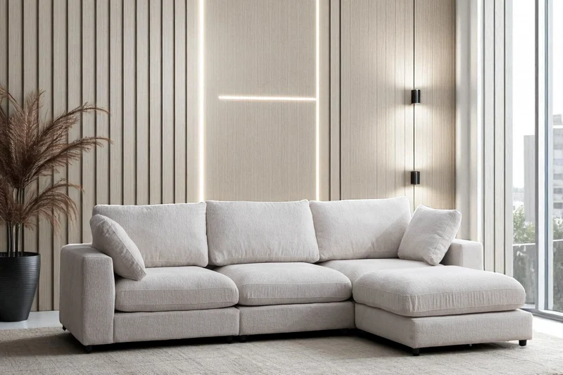 Canapé Modulable Julia Chenille 3+1 Pouf