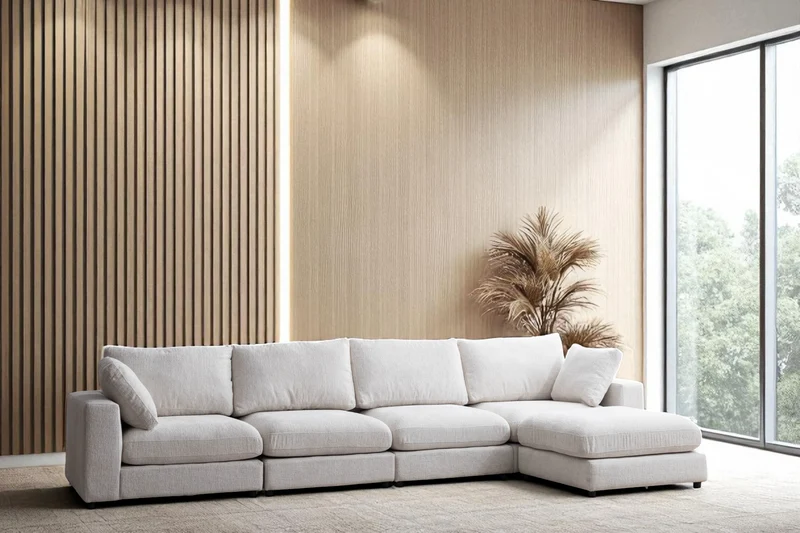 Canapé Modulable Julia Chenille 4+1 Pouf