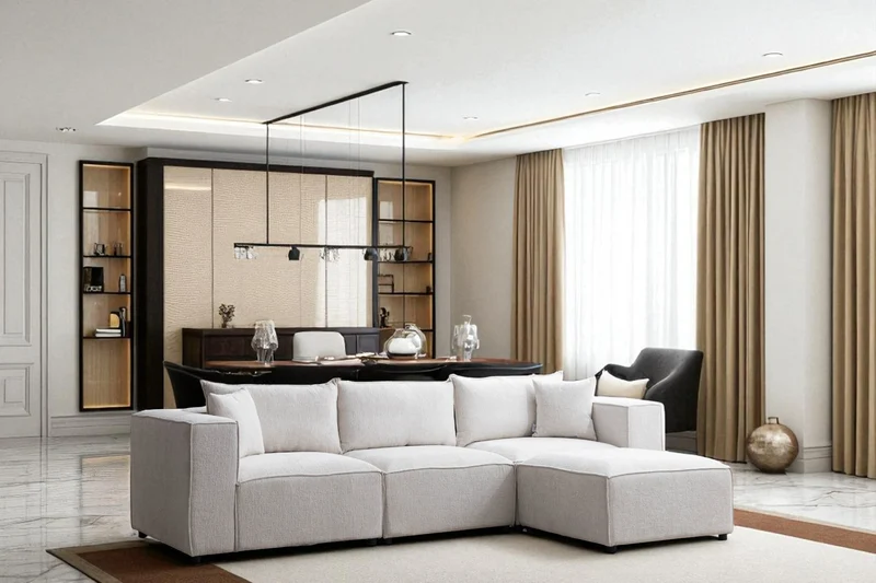 Canapé Modulable Élégance Chenille 3+1 Pouf