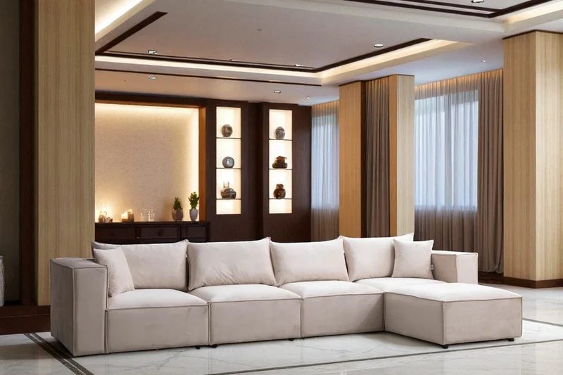 Canapé Modulable Élégance Velours 4+1 Pouf