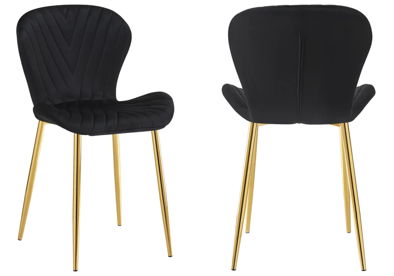 Chaise velours noir pieds dorés - Syra x4