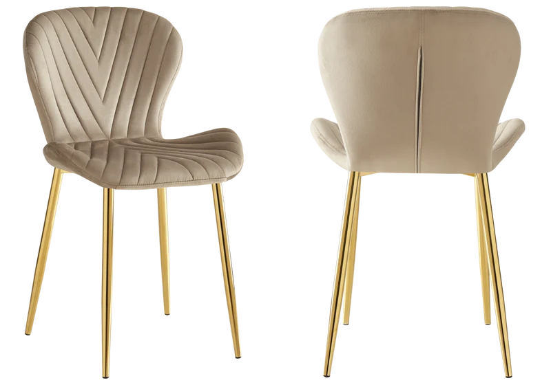Chaise velours taupe pieds dorés - Syra x4