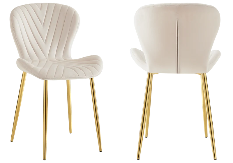 Chaise velours beige pieds dorés - Syra x4