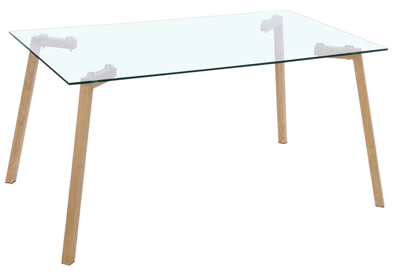 Table à manger verre trempé pieds bois - Gina