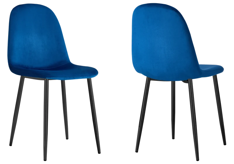 Chaises scandinaves en velours bleu - Gina x6