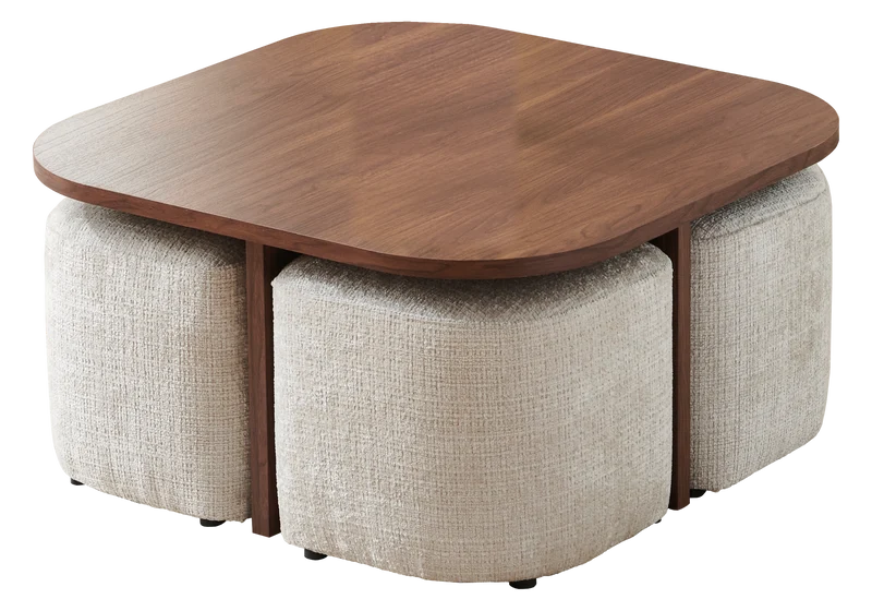 Table basse avec poufs gain de place - Mira