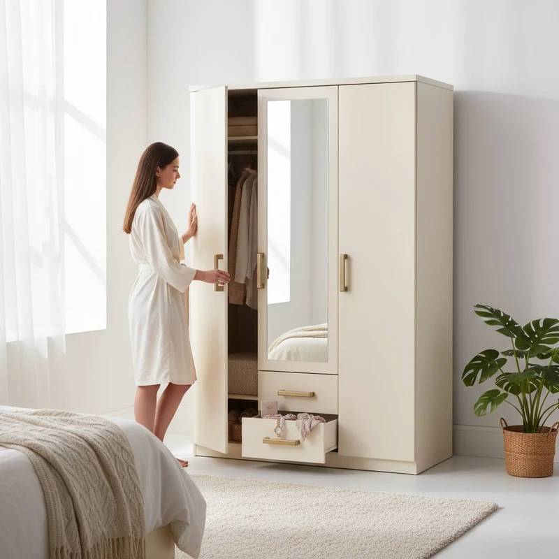 Armoire 3 Portes Nilona Beige