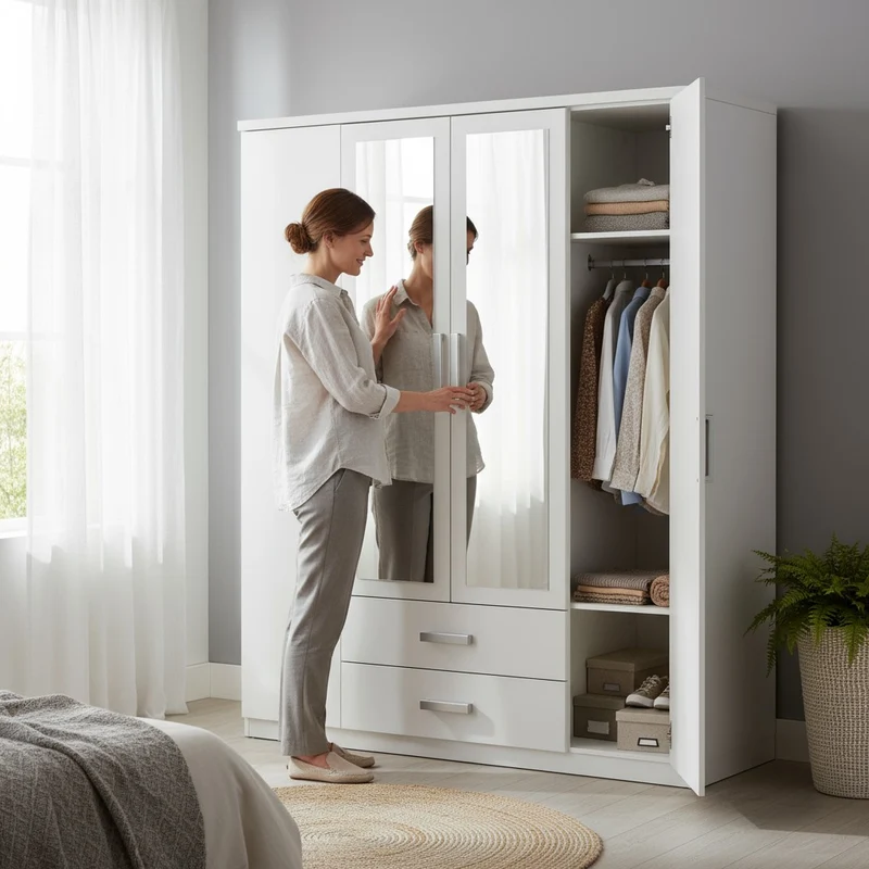 Armoire 4 Portes Gilona Blanc
