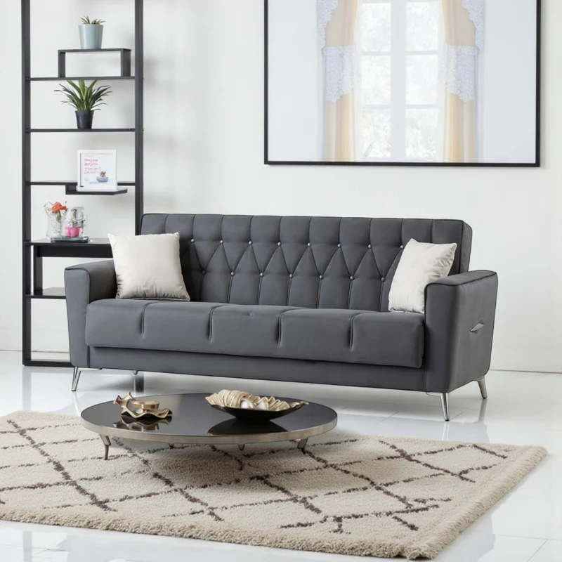Canapé Convertible Kelebel Velours Gris