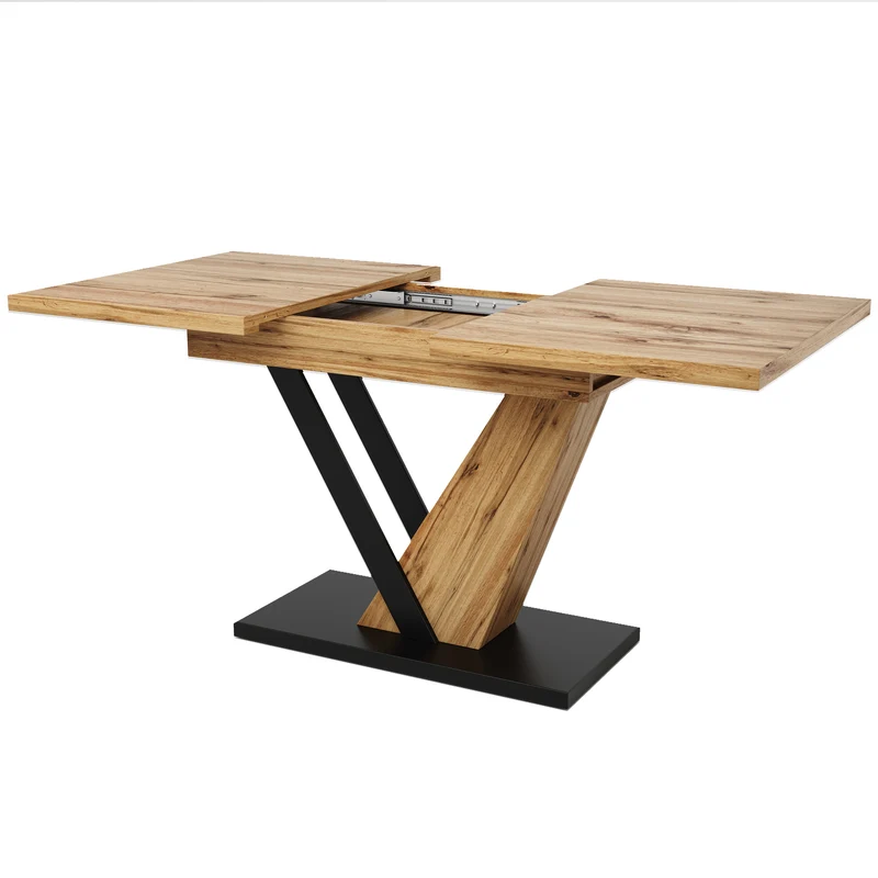 Table à manger extensible effet bois 4-6 personnes 120-160 cm ALUMINUMRUG