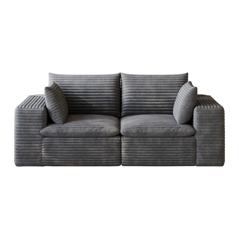 Canapé 2 places en velours côtelé gris foncé sans montage 180cm MODERNORGANIZERSET
