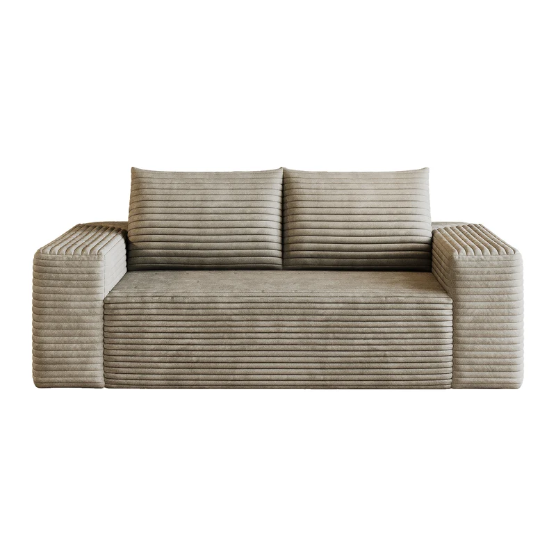 Canapé 2 places loveseat en velours côtelé camel sans montage 180cm MODERNCURTAINART