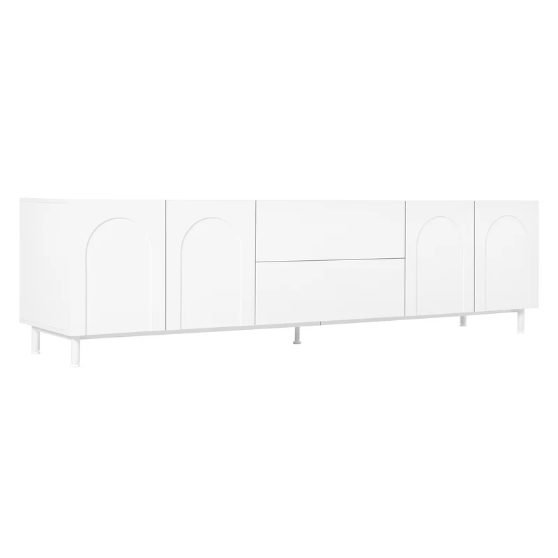 Meuble TV blanc à motif arc avec 4 portes et 2 tiroirs MODERNCREDENZASET