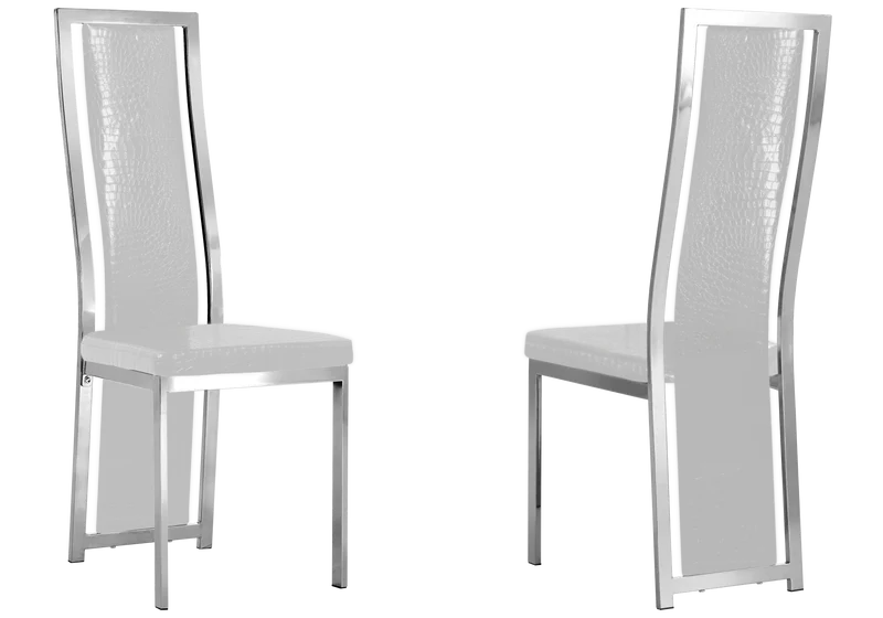 Chaise argentée croco blanc baroque - Dia x6