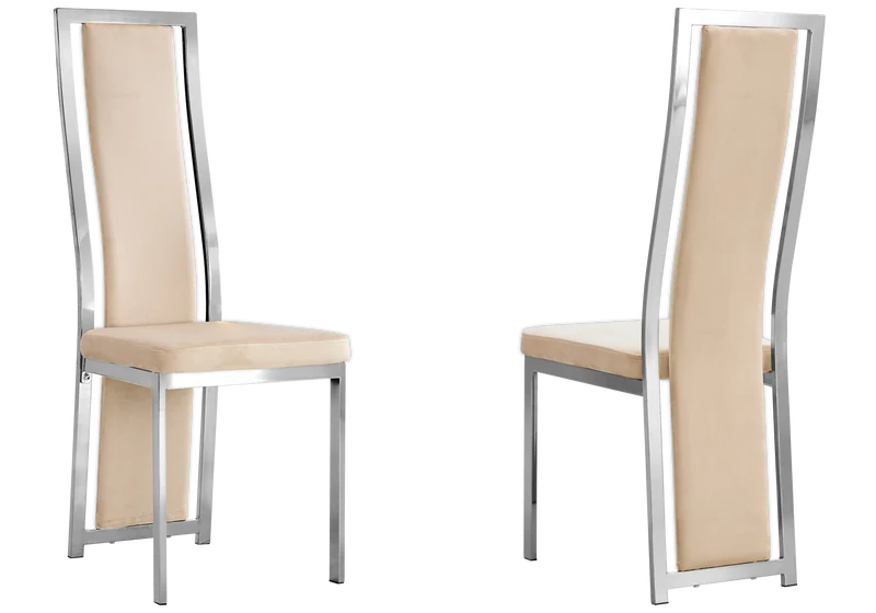 Chaise argentée velours beige design - Dia x6