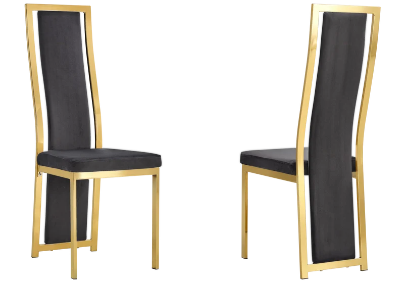 Chaise dorée velours gris design - Dia x6