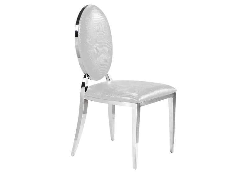 Chaises médaillon croco blanc argent - Neo x4