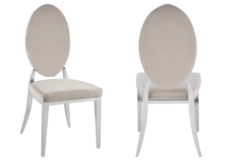 Chaises médaillon velours taupe argent - Neo x4