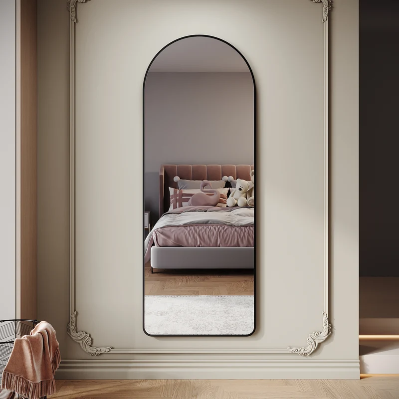 SIRHONA Miroir sur Pied, Noir voûté avec Support 1600x600x30mm