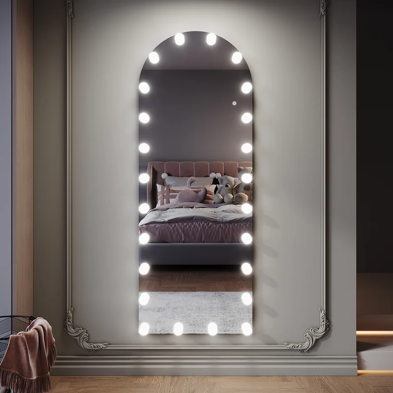 SIRHONA Miroirs sur pied de grande taille avec lumière LED à 3 couleurs 1600x600x35mm