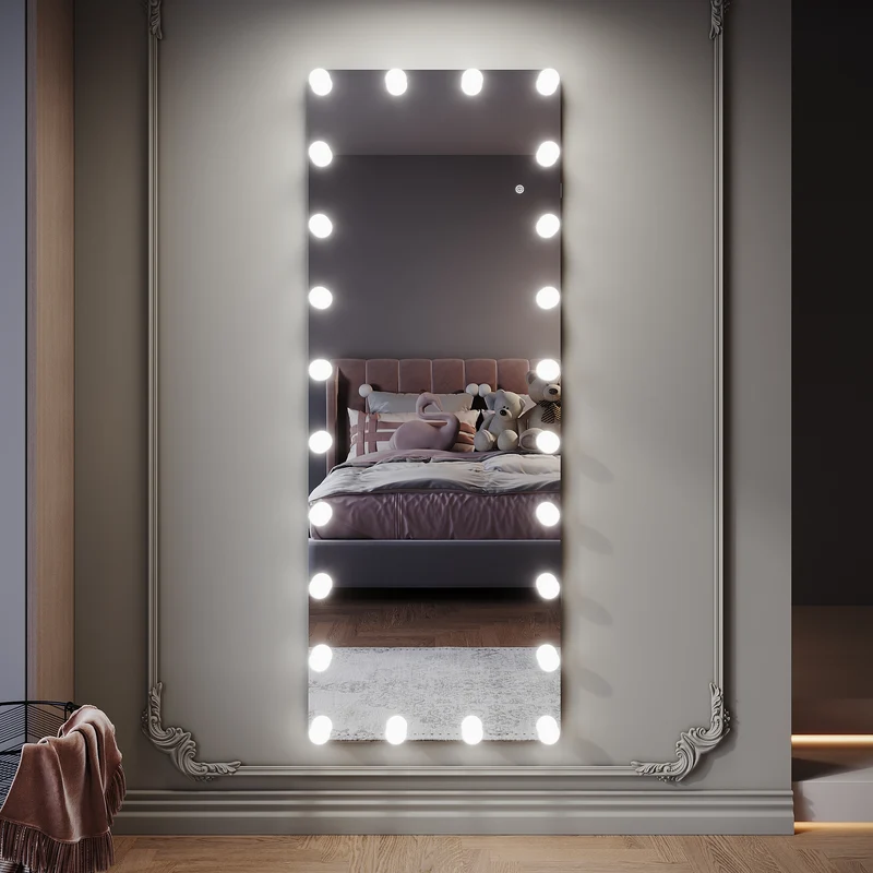 SIRHONA Miroir sur pied LED miroir pleine longueur 1600 x 600 x 35 mm