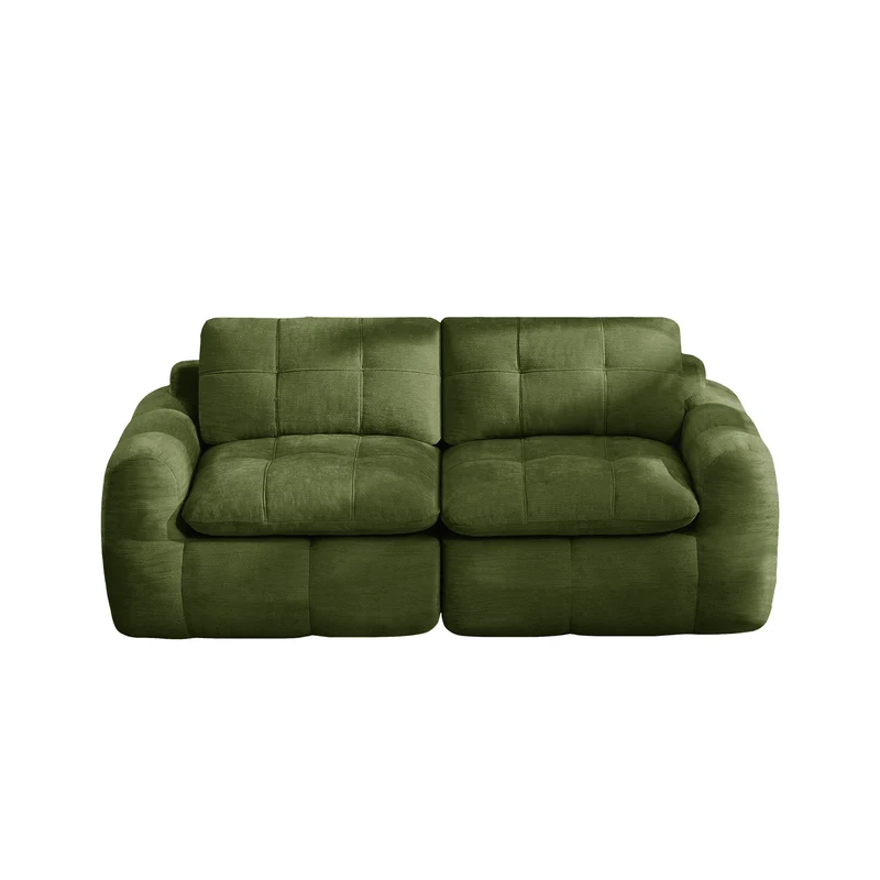 Canapé modulable 2 places vert en chenille profond et moelleux 194cm RUSTICCURTAINSET