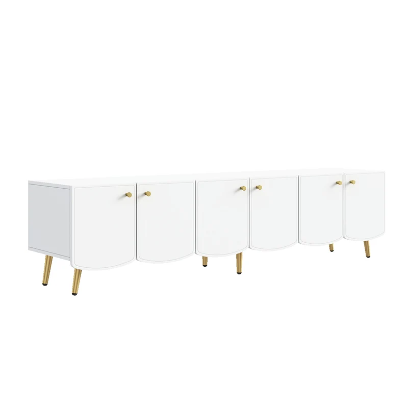Meuble TV blanc et doré 6 portes, style moderne 180cm SCANDINAVIANCURTAIN