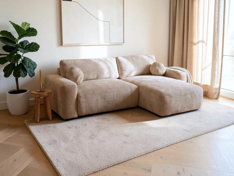 Canapé d'Angle Convertible Réversible Betis Tweed Beige