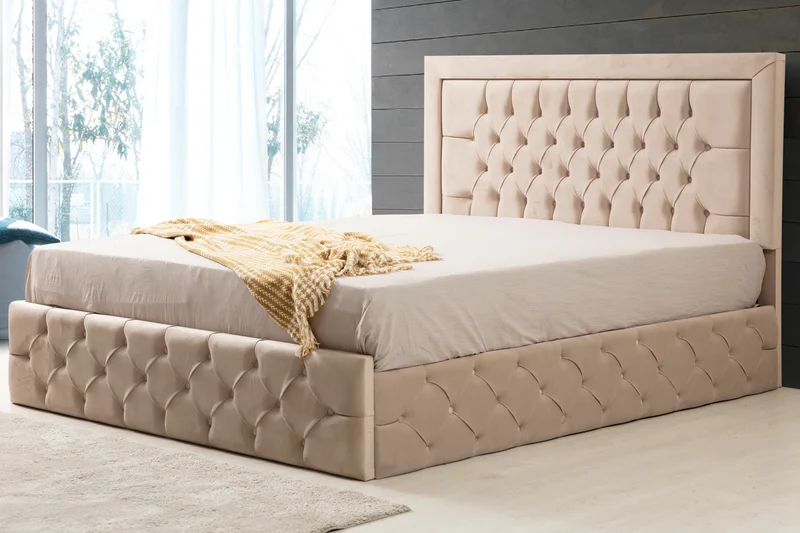 Cadre De Lit ROMA BEIGE - Velours
