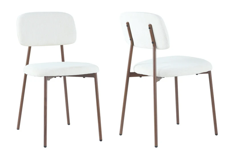 Chaise salle à manger tissu beige pieds noyer - Vika x4
