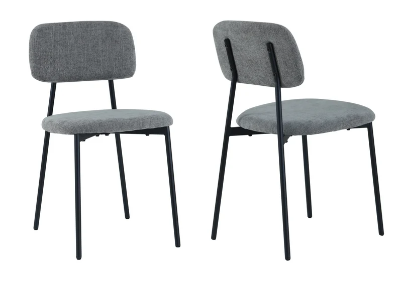 Chaise salle à manger tissu anthracite pieds noirs - Vika x4