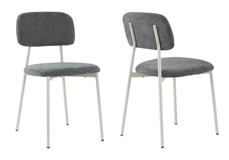 Chaise salle à manger tissu anthracite pieds taupe - Vika x4