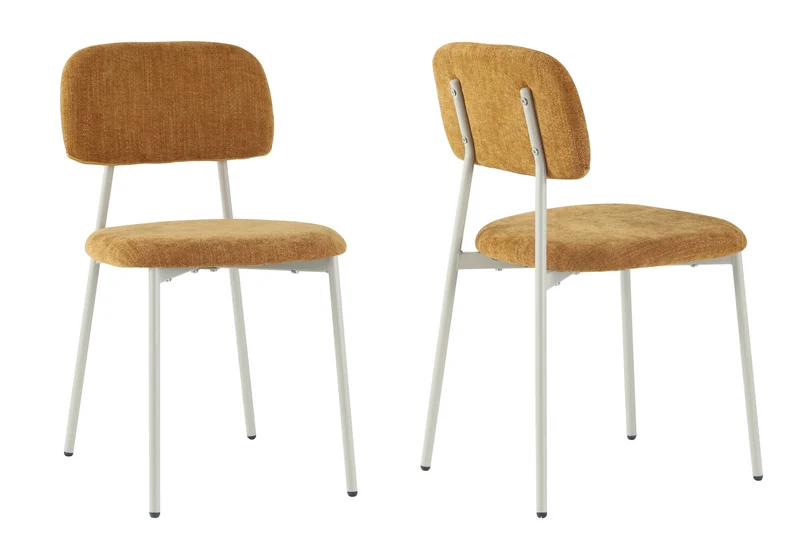Chaise salle à manger tissu moutarde pieds taupe - Vika x4
